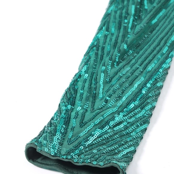 LOVE&LEMONADE Mermaid Hem Sequin Formal Dress/Gown in Green size S - Picture 2 of 7